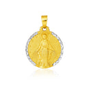 14k Two Tone Gold Round Religious Medal Pendant-3
