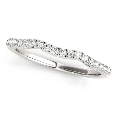 14k White Gold Wave Motif Diamond Wedding Band (1/5 cttw) - 0