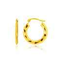 14k Yellow Gold Wavy Texture Hoop Earrings-2
