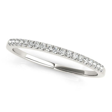 14k White Gold Scallop Pave Set Diamond Wedding Ring (1/8 cttw) - 0