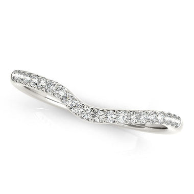 14k White Gold Curved Pave Diamond Wedding Ring (1/4 cttw) - 0