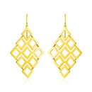 14k Yellow Gold Earrings with Polished Open Diamond Motifs-2