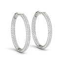 14k White Gold Two Row Pave Set Diamond Hoop Earrings (7 cttw)-6