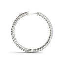 14k White Gold Two Row Pave Set Diamond Hoop Earrings (7 cttw)-7
