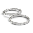 14k White Gold Two Row Pave Set Diamond Hoop Earrings (7 cttw)-8