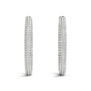 14k White Gold Two Row Pave Set Diamond Hoop Earrings (7 cttw)-9