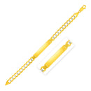 14k Two Tone Gold 8 1/2 inch Mens Curb Chain ID Bracelet with White Pave-3