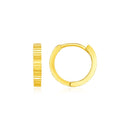 14k Yellow Gold Petite Round Hoop Earrings with Straight Texture-2