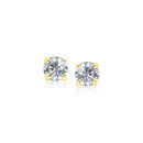 14k Yellow Gold Stud Earrings with White Hue Faceted Cubic Zirconia-3