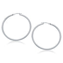 10k White Gold Polished Hoop Earrings (40 mm)-2