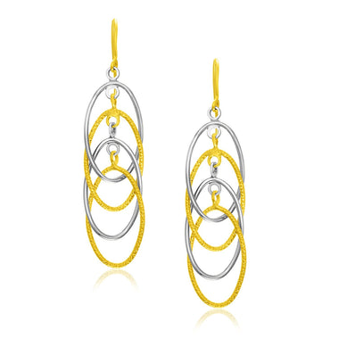 14k Two-Tone Gold Multiple Layer Interlaced Earrings - 0