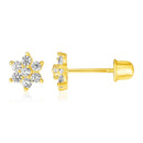 14k Yellow Gold Flower Childrens Earrings-2