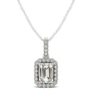 Halo Pendant With Emerald Center Diamond in 14k White Gold (1 1/5 cttw)-5