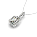 Halo Pendant With Emerald Center Diamond in 14k White Gold (1 1/5 cttw)-6