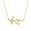 14k Two-Toned Yellow and White Gold Musical Notes Necklace-4