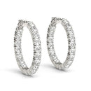 14k White Gold Two Sided Prong Set Diamond Hoop Earrings (3 1/2 cttw)-6