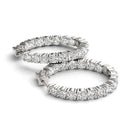 14k White Gold Two Sided Prong Set Diamond Hoop Earrings (3 1/2 cttw)-8