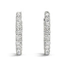 14k White Gold Two Sided Prong Set Diamond Hoop Earrings (3 1/2 cttw)-9
