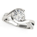 14k White Gold Split Band Round Bypass Diamond Engagement Ring (1 1/8 cttw)-5