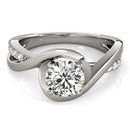 14k White Gold Split Band Round Bypass Diamond Engagement Ring (1 1/8 cttw)-6