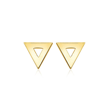 14k Yellow Gold Polished Open Triangle Post Earrings - 0
