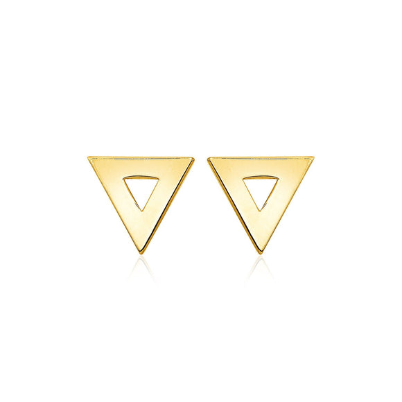 14k Yellow Gold Polished Open Triangle Post Earrings