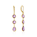 Drop Earrings with Round and Pear-Shaped Amethysts in 14k Yellow Gold-3