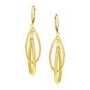 14k Yellow Gold Earrings with Shiny and Textured Teardrop Dangles-2