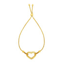 Adjustable Bracelet with Shiny Open Heart in 14k Yellow Gold-3
