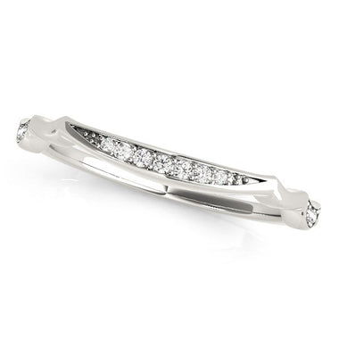 14k White Gold Unique Graduated Style Diamond Wedding Band (1/10 cttw) - 0