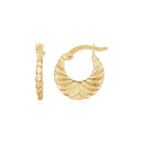 14K Yellow Gold Graduated Grooved Fancy Hoop Earrings-3