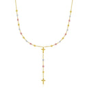 14k Tri-Color Gold Rosary Chain Necklace-8