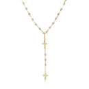 14k Tri-Color Gold Rosary Chain Necklace-9