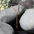 14k Tri-Color Gold Rosary Chain Necklace-11