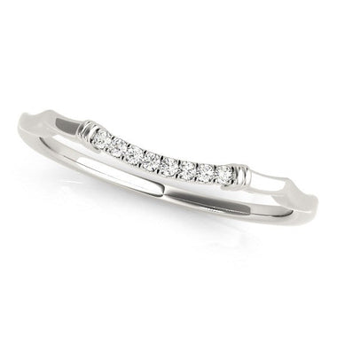14k White Gold Wave Design Pave Set Diamond Wedding Ring (1/20 cttw) - 0