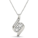 14k White Gold Two Stone Curved Style Diamond Pendant (3/4 cttw)-5