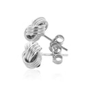 14k White Gold Love Knot with Ridge Texture Earrings-7