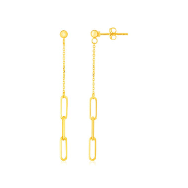 14K Yellow Gold Paperclip Chain and Fine Link Earrings - 0