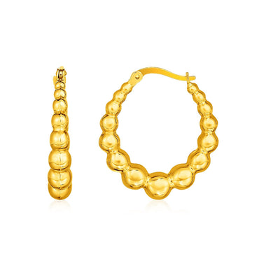 14k Yellow Gold Graduated Sphere Hoop Earrings - 0