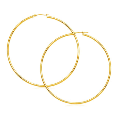 14k Yellow Gold Large Polished Hoop Earrings - 0