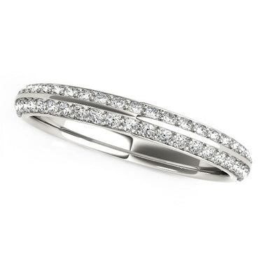 14k White Gold Two-Row Pave Set Diamond Wedding Band (1/4 cttw) - 0