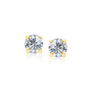 14k Yellow Gold Stud Earrings with White Hue Faceted Cubic Zirconia-5