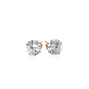14k Yellow Gold Stud Earrings with White Hue Faceted Cubic Zirconia-6