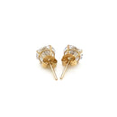 14k Yellow Gold Stud Earrings with White Hue Faceted Cubic Zirconia-7