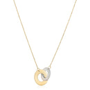 14k Yellow Gold High Polish Linked Mother of Pearl Circles Necklace-4