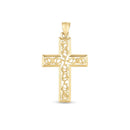 14k Yellow Gold High Polish Vine Cross Pendant-3