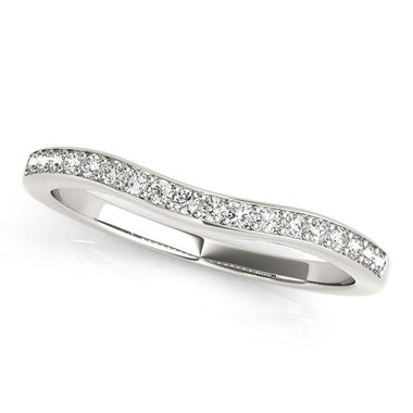14k White Gold Channel Curved Diamond Wedding Band (1/4 cttw) - 0