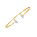 14k Two Tone Gold Diamond Tee Bar Bangle (2.00 mm)-3