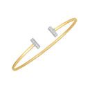 14k Two Tone Gold Diamond Tee Bar Bangle (2.00 mm)-4