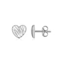 14K White Gold High Polish Scribble Heart Stud Earrings-3